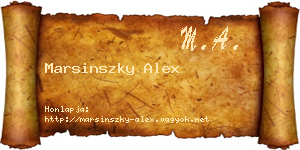 Marsinszky Alex névjegykártya